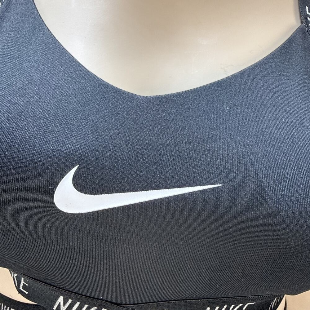 Nike Pro Dri Fit Indy Logo Strappy Sports Bra Size S Black White - Picture 2 of 6